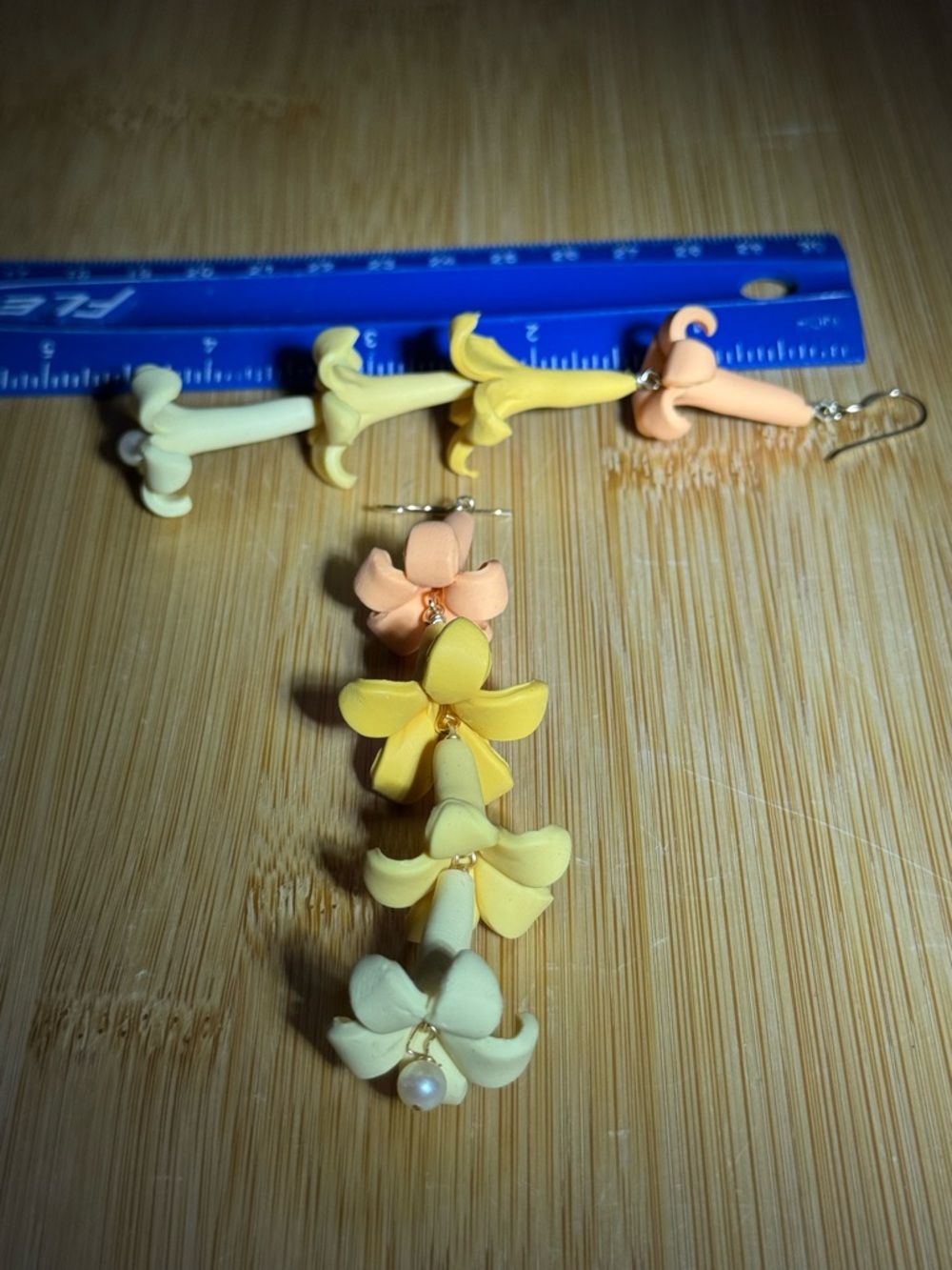 Handcrafted Yellow and Peach Floral Drop Earrings